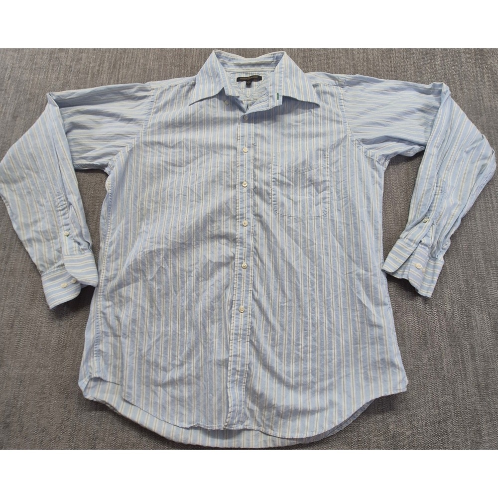 VTG Tommy Hilfiger men's blue/white striped dress shirt sz 16 (36-37) button up